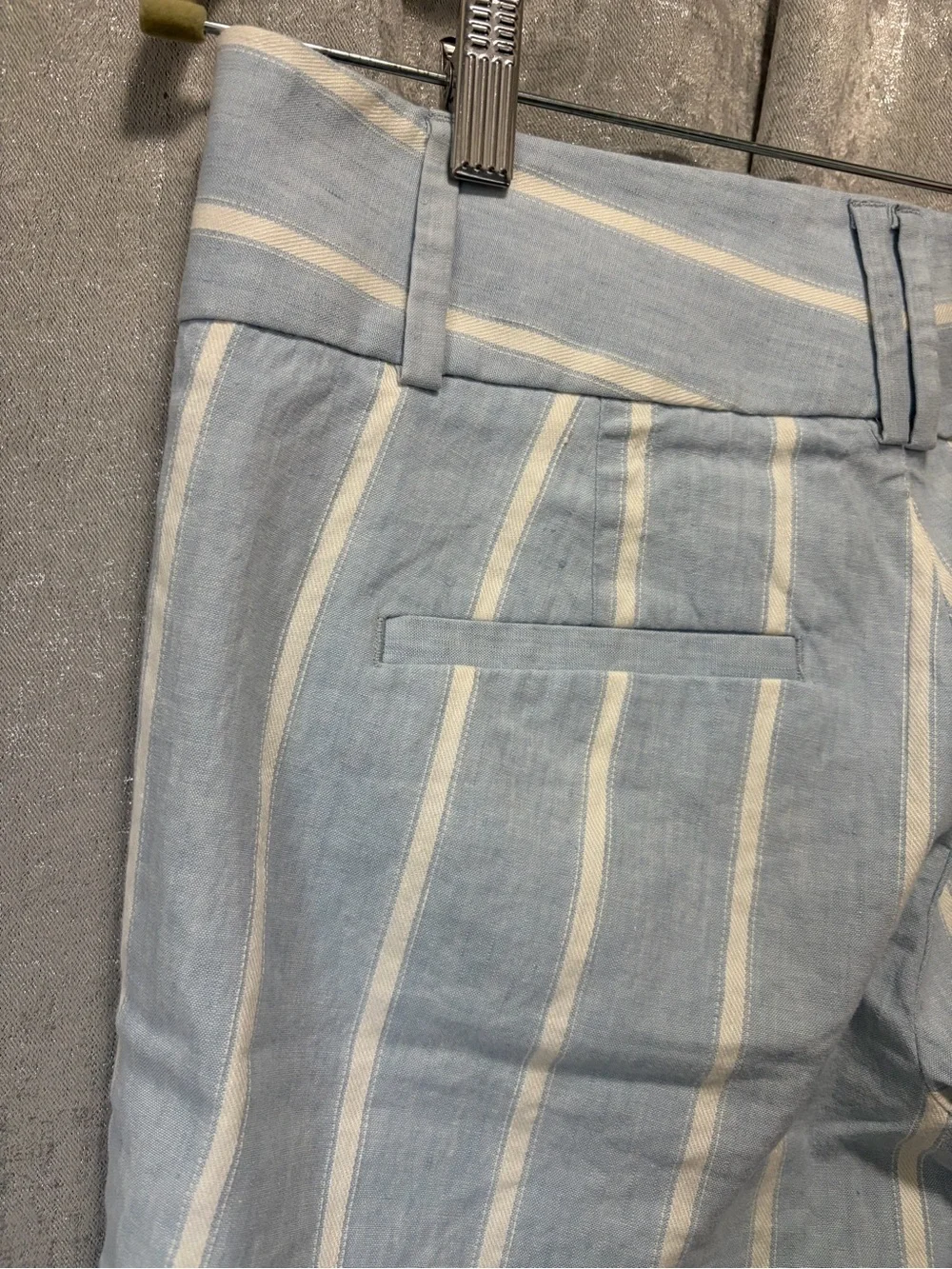 Banana Republic Linen Blend Light Blue Vertical Stripe Chinos 4